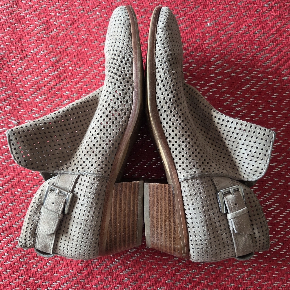 Perforated Ankle Boots with Buckle